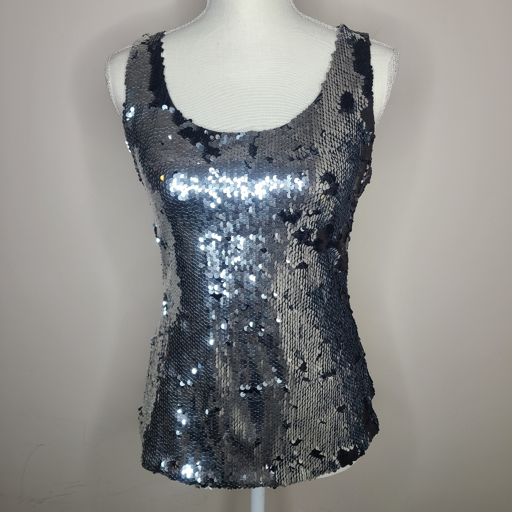 Boston Proper Women's‎ Sequin Mermaid Tank Black/Silver Size XS